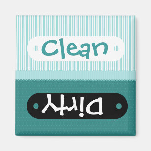 Pretty Aqua Pattern Clean Dirty Dishwasher Magnet