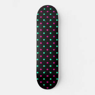 Pretty Aqua & Pink Polkadot Skateboard