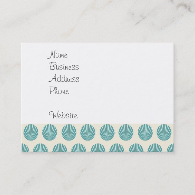 Pretty Aqua Teal Blue Shell Beach Pattern Gifts Business Card (Front)