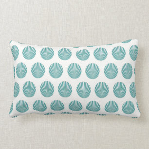 Pretty Aqua Teal Blue Shell Beach Pattern Gifts Lumbar Pillow