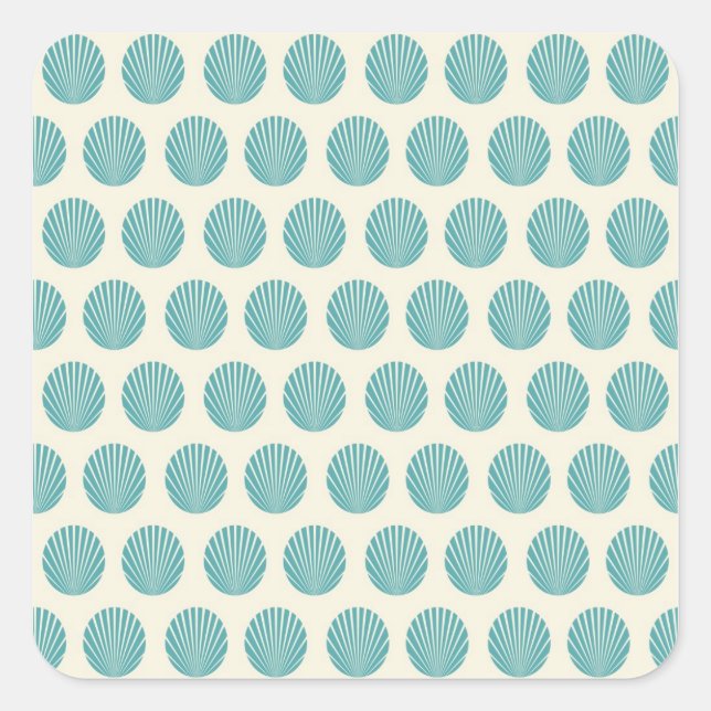 Pretty Aqua Teal Blue Shell Beach Pattern Gifts Square Sticker (Front)
