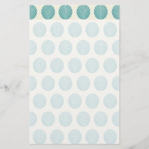 Pretty Aqua Teal Blue Shell Beach Pattern Gifts Stationery