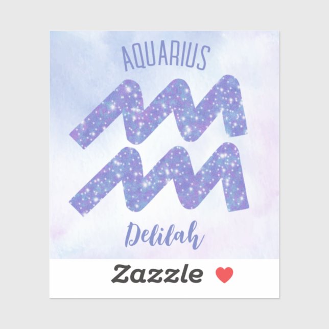 Pretty Aquarius Astrology Sign Personalized Purple (Sheet)
