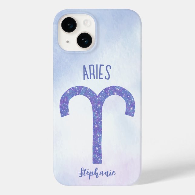 Pretty Aries Astrology Sign Personalized Purple Case-Mate iPhone Case (Back)