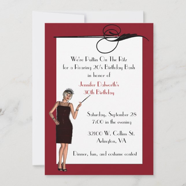 Pretty Art Deco Birthday Party Invitation (Front)