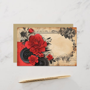 Pretty Art Deco Goth Red Flower Scrapbook Paper