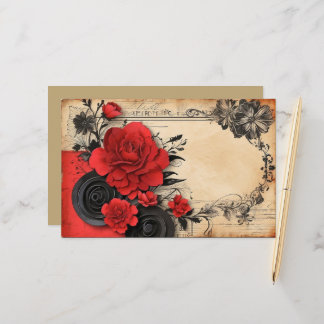 Pretty Art Deco Goth Red Flower Scrapbook Paper