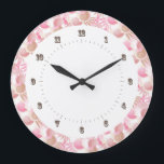 Pretty Art Deco Pastels Pink and Brown Pattern Large Clock<br><div class="desc">Elegant Retro!  Fern leaf and shell pattern in the Art Deco style of the Jazz Age 1920s and 1930s.  Rose and Brown. Available in many different colours in our shop. Original Village Design / Antique Images pattern.</div>