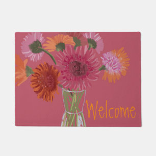 Pretty Art GerberaFlower Modern Illustration+ Name Doormat
