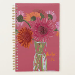Pretty Art GerberaFlower Modern Illustration+ Name Planner
