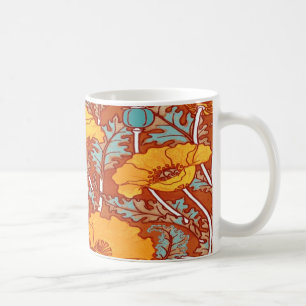 Pretty Art Nouveau Orange Poppy Coffee Mug