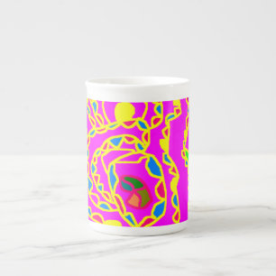 Pretty art pattrns mosaic round bone china mug
