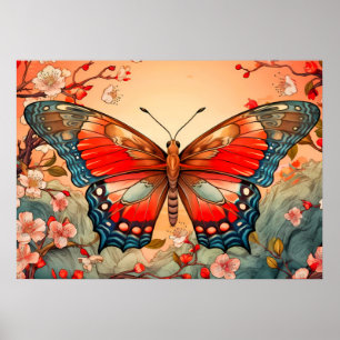 Pretty Artistic Butterfly Illustration Art Poster