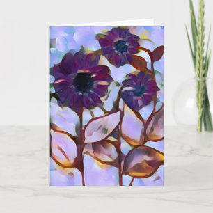 Pretty Artsy Purple Flowers 5x7 Card