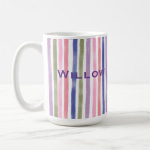 Pretty Arty Paint Wavy Lines Colorful Pattern&Name Coffee Mug