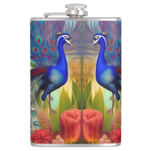 Pretty as A Peacock   Hip Flask