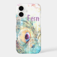 Pretty as a peacock pastel feather white teal pink