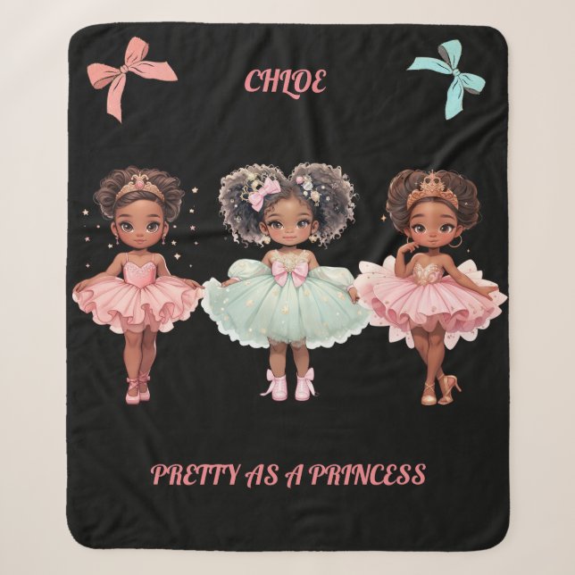 "PRETTY AS A PRINCESS" PERSONALIZED SHERPA BLANKET (Front)
