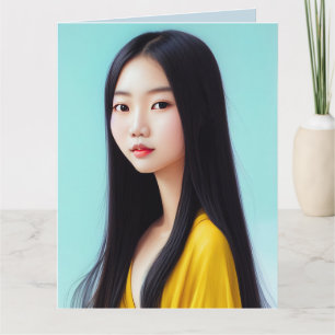 PRETTY ASIAN GIRL LADY ART BIRTHDAY CARDS