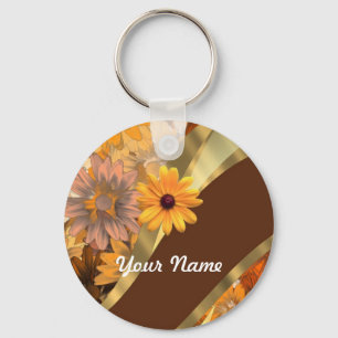 Pretty autumn floral pattern keychain