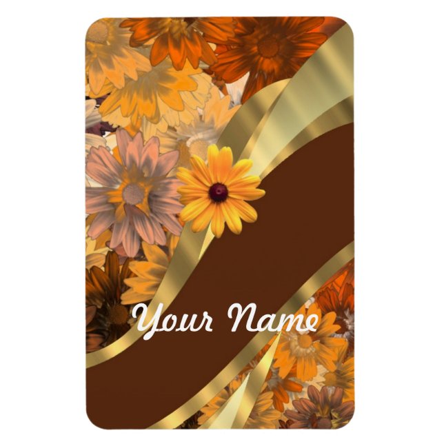 Pretty autumn floral pattern magnet (Vertical)