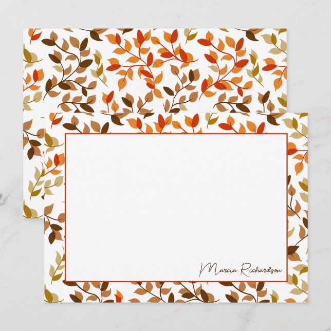 Pretty Autumn Florals Modern Script Personalized Card (Front/Back)