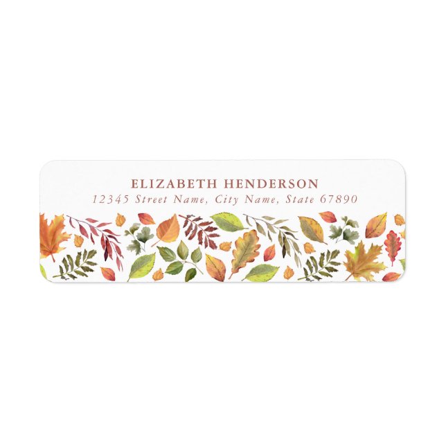 Pretty Autumn Leaves Return Address Labels (Front)