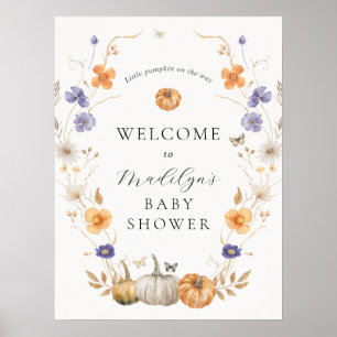 Pretty Autumn Pumpkin Baby Shower Welcome Sign
