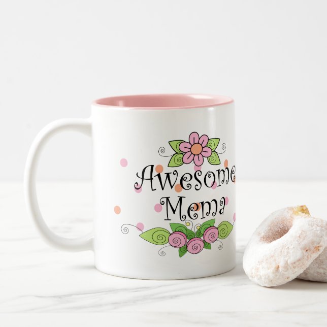 Pretty Awesome Mema Two-Tone Coffee Mug (With Donut)