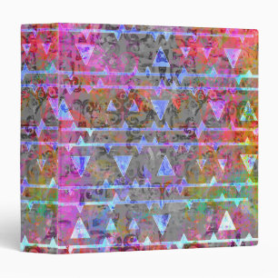 Pretty Aztec Watercolor Triangle Symbol Pattern Binder