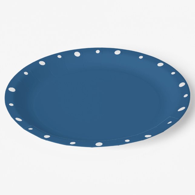 Pretty Azure Blue White Polka Dots  Paper Plate (Angled)