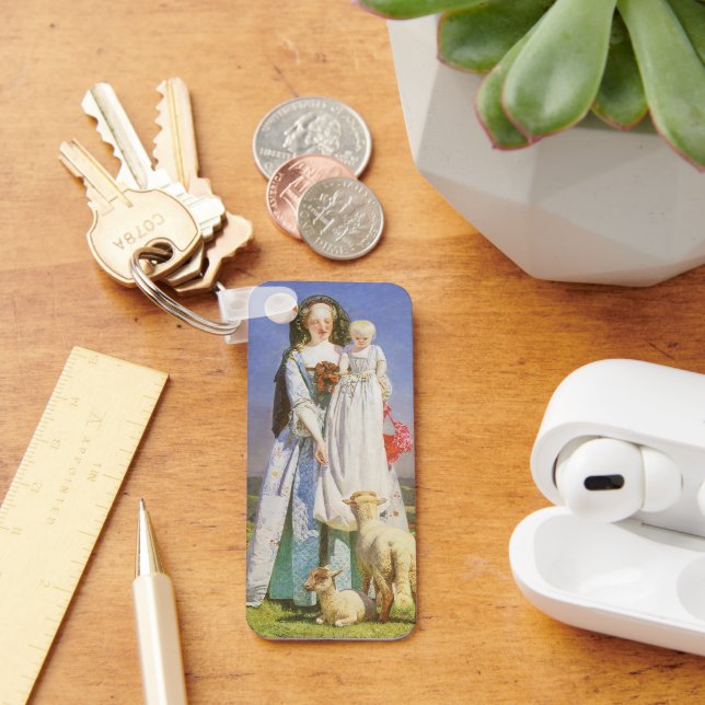 Pretty Baa Lambs by Ford Madox Brown Keychain (Desk)