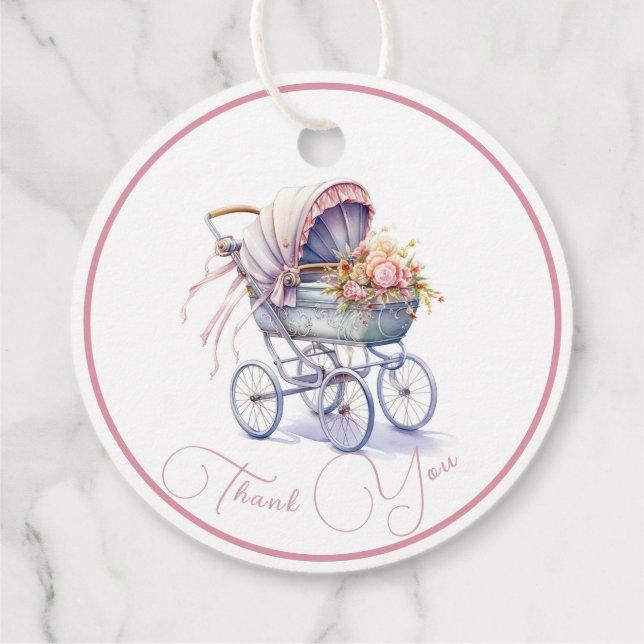Pretty Baby Pram Favour Tags (Back)