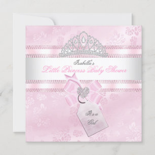 Pretty Baby Shower Girl Little Princess Damask 3 Invitation