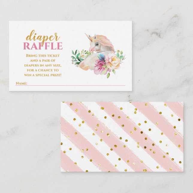 Pretty Baby Unicorn Diaper Raffle Ticket Enclosure (Front/Back)