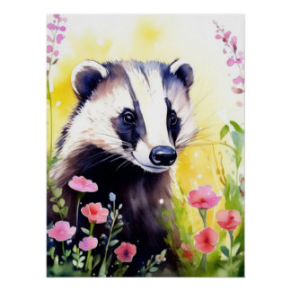 Pretty Badger Fantasy Art  Poster