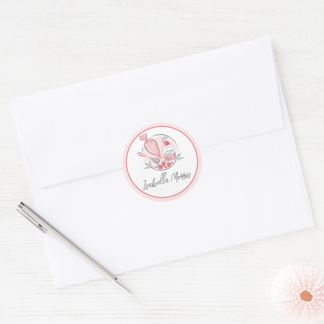 Pretty Baking Pastry Personalized  Classic Round Sticker (Envelope)