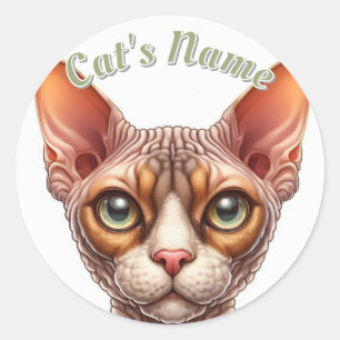 Pretty Bald and Wrinkly Cat • Personalized Classic Round Sticker