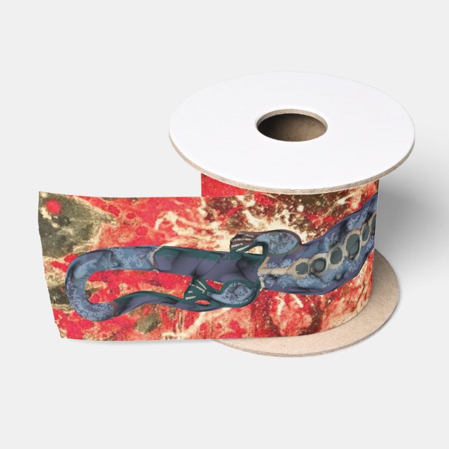 Pretty BALI LIZARD Design blue + your ideas Satin Ribbon (Spool)