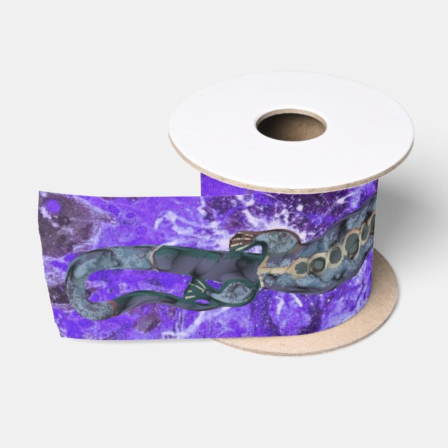 Pretty BALI LIZARD Design blue + your ideas Satin Ribbon (Spool)