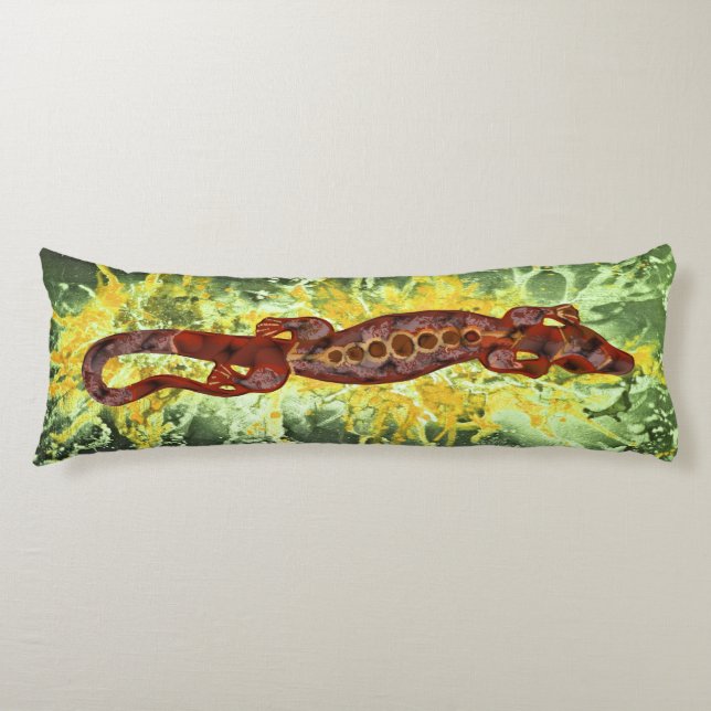 Pretty BALI LIZARD Design red & blue + your ideas Body Pillow (Front)