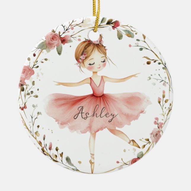 Pretty Ballerina Ceramic Ornament (Front)