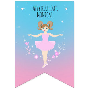 Pretty Ballerina Girl Birthday Party Bunting Flags