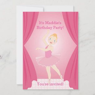 Pretty Ballerina girl birthday party invitation