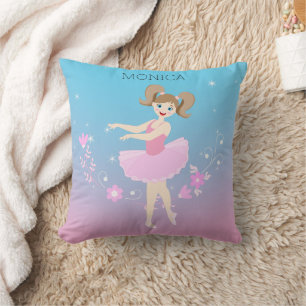 Pretty Ballerina girl Birthday Party Throw Pillow