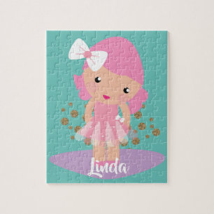 Pretty Ballerina Girl Faux Glitter Character Jigsaw Puzzle