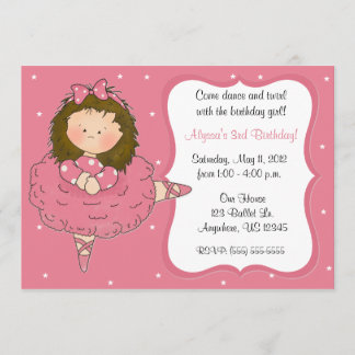 Pretty Ballerina Girls Birthday Invitation