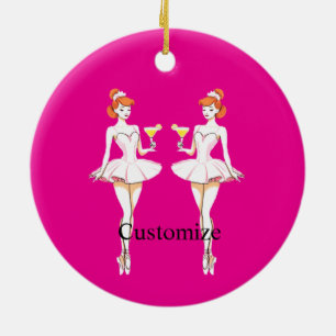 Pretty Ballerina Posing with Martini Thunder_Cove Ceramic Ornament
