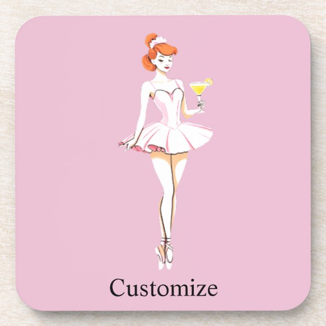 Pretty Ballerina Posing with Martini Thunder_Cove Coaster (Front)