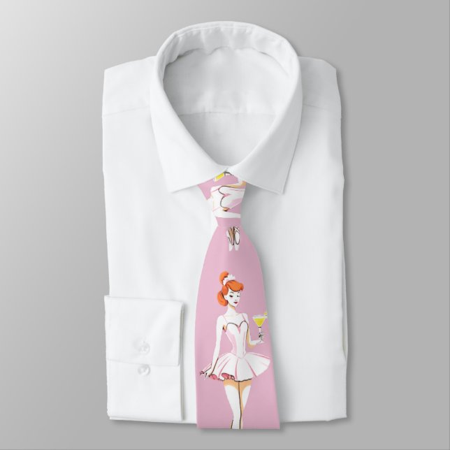 Pretty Ballerina Posing with Martini Thunder_Cove Tie (Tied)